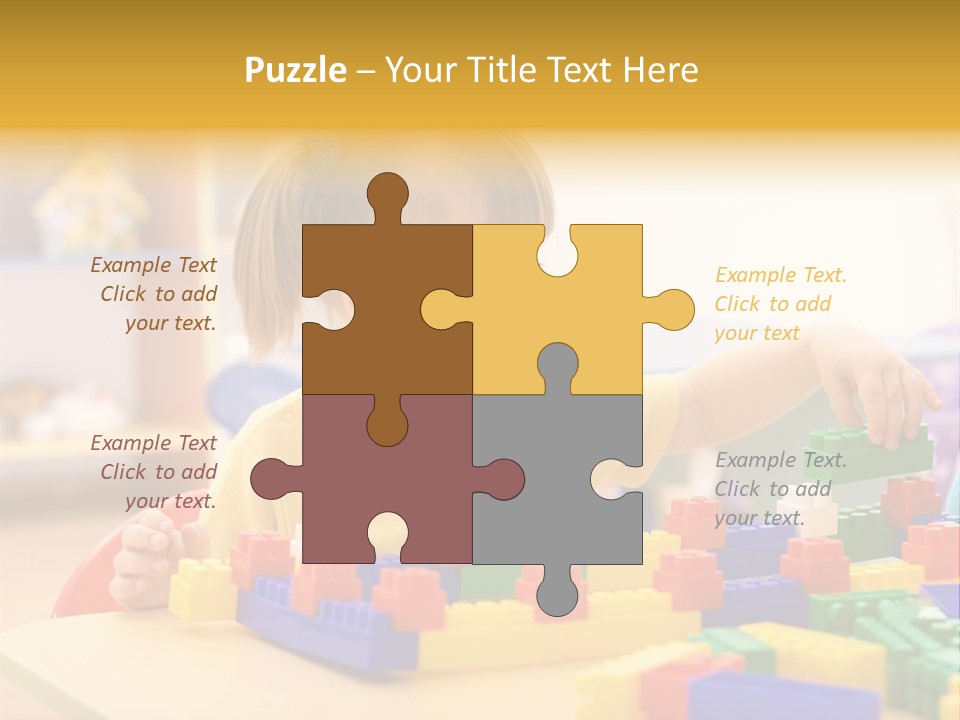 A Little Girl Playing With Legos At A Table PowerPoint Template