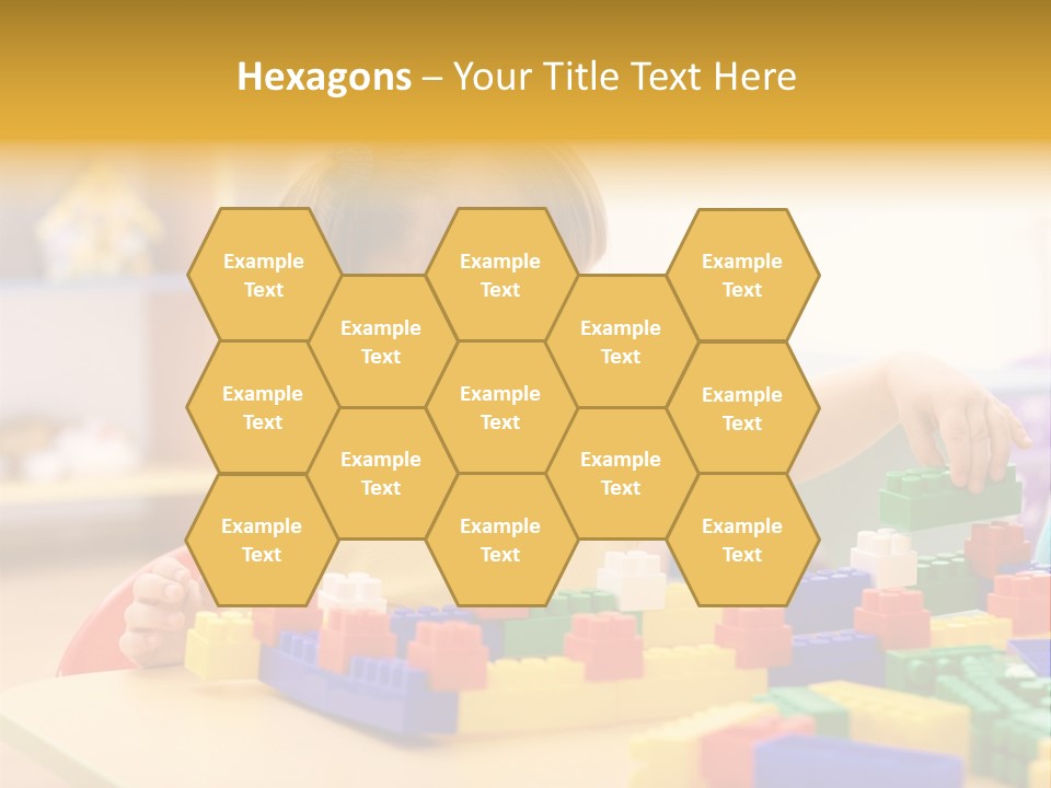 A Little Girl Playing With Legos At A Table PowerPoint Template