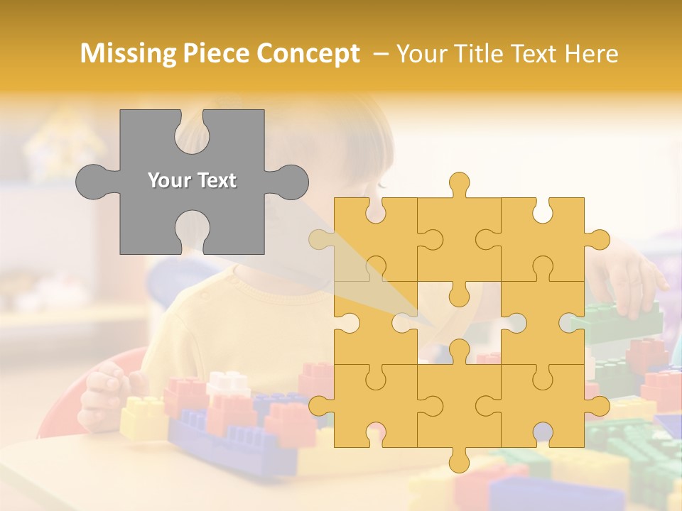 A Little Girl Playing With Legos At A Table PowerPoint Template