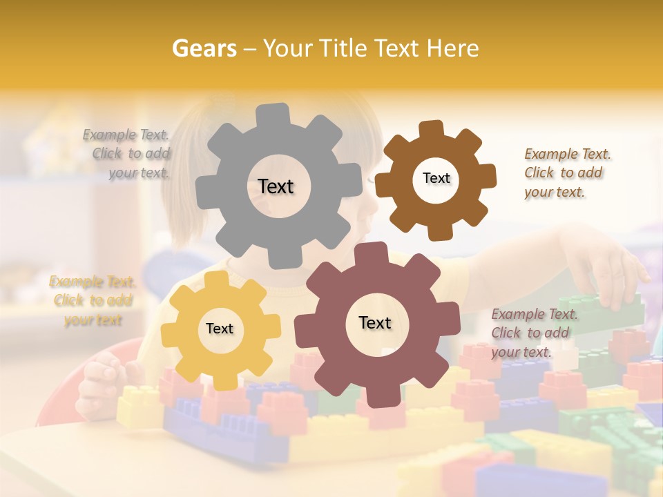A Little Girl Playing With Legos At A Table PowerPoint Template