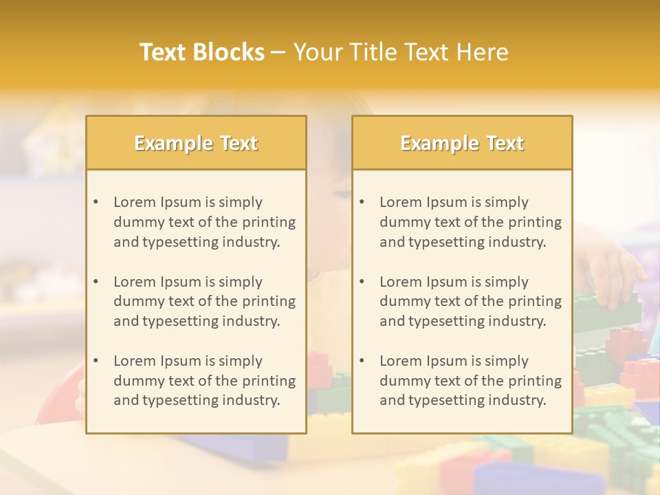A Little Girl Playing With Legos At A Table PowerPoint Template