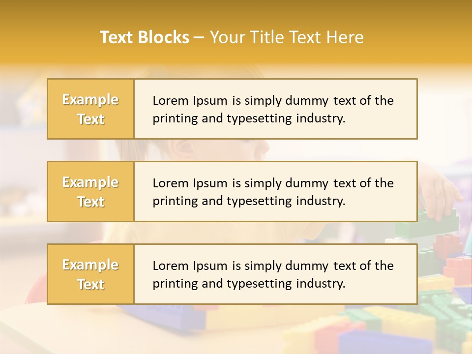 A Little Girl Playing With Legos At A Table PowerPoint Template