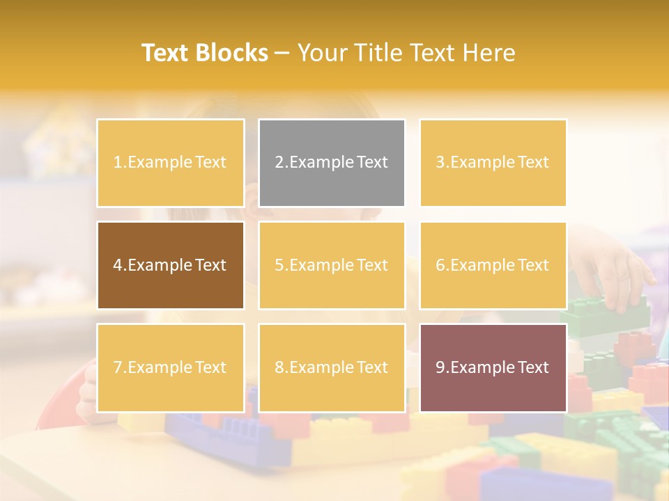 A Little Girl Playing With Legos At A Table PowerPoint Template