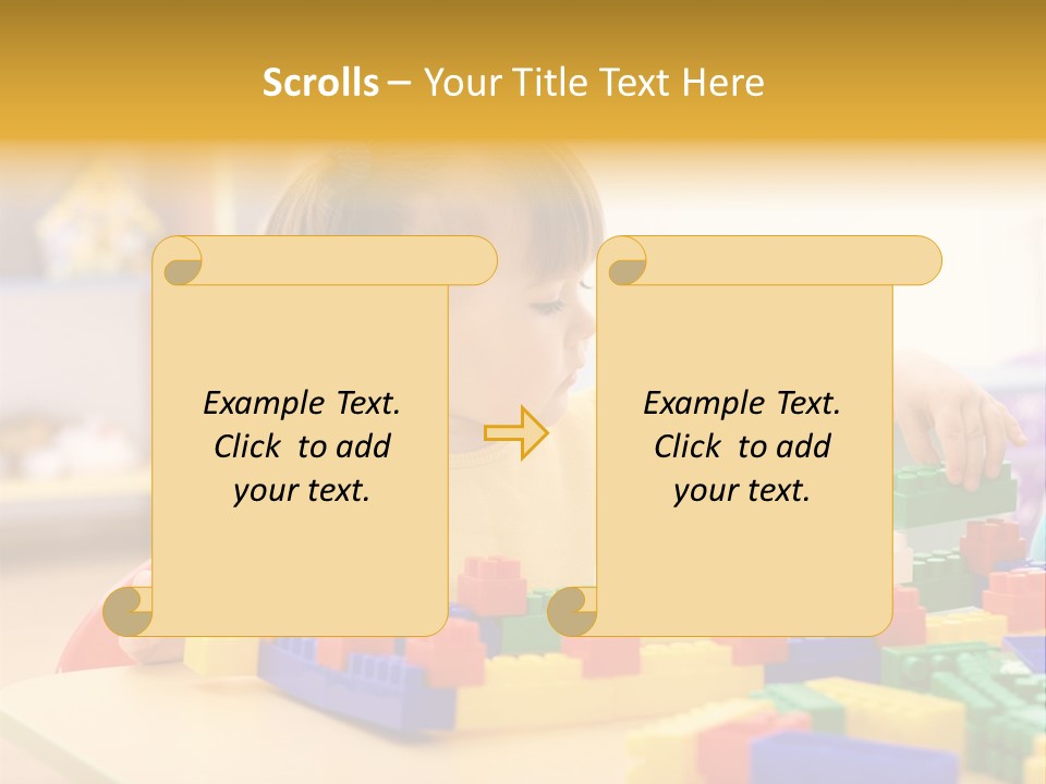 A Little Girl Playing With Legos At A Table PowerPoint Template