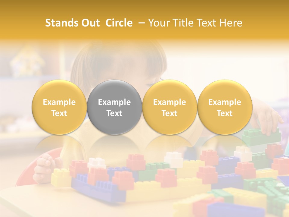 A Little Girl Playing With Legos At A Table PowerPoint Template