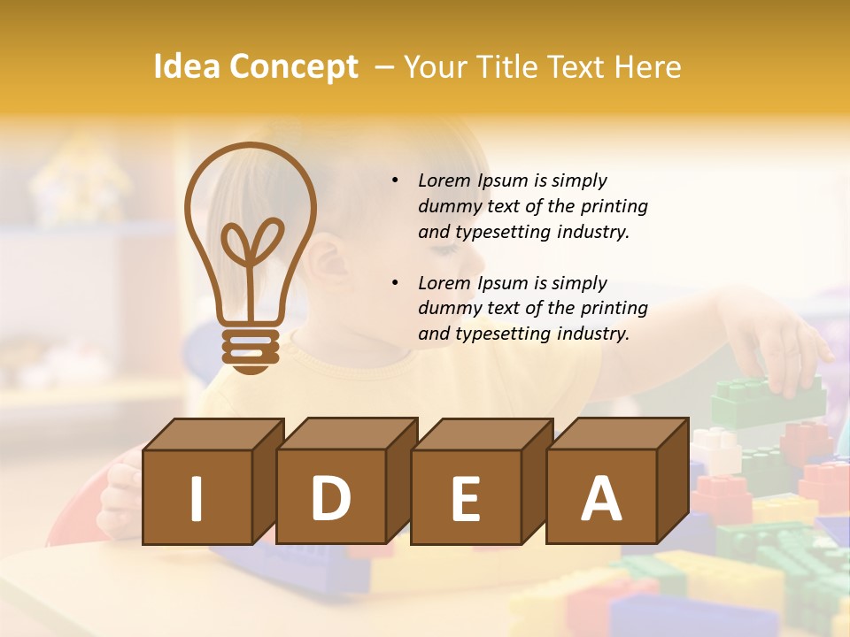 A Little Girl Playing With Legos At A Table PowerPoint Template