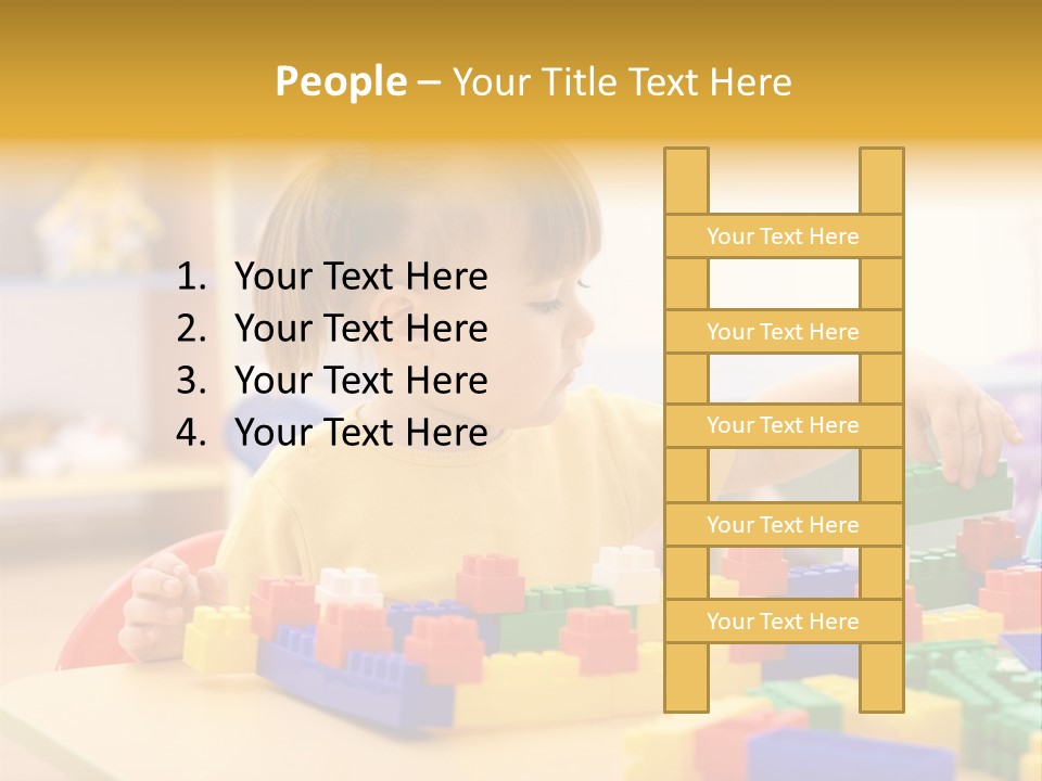 A Little Girl Playing With Legos At A Table PowerPoint Template
