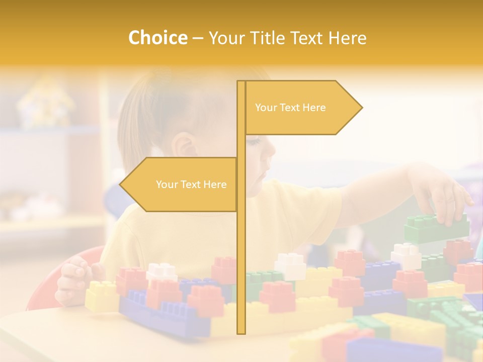 A Little Girl Playing With Legos At A Table PowerPoint Template
