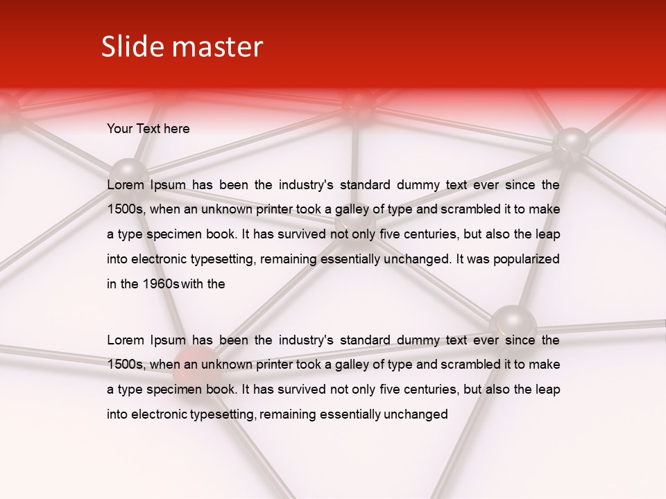 A Red Button On A White Background With Lines And Dots PowerPoint Template