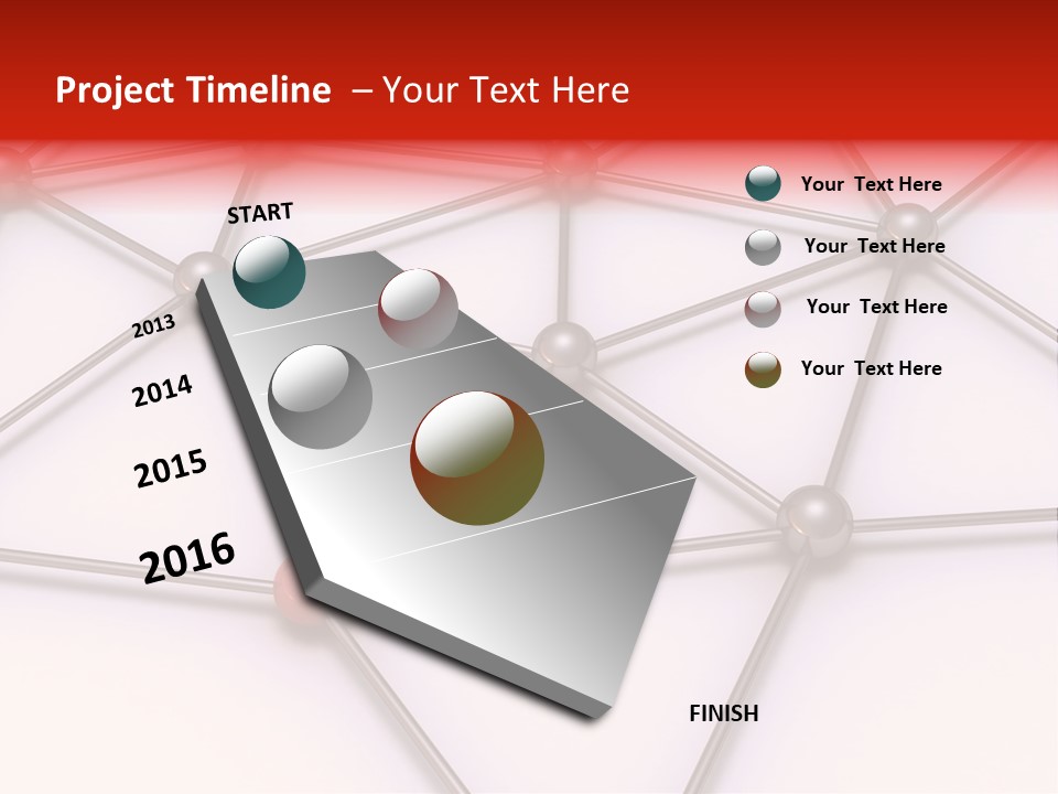 A Red Button On A White Background With Lines And Dots PowerPoint Template