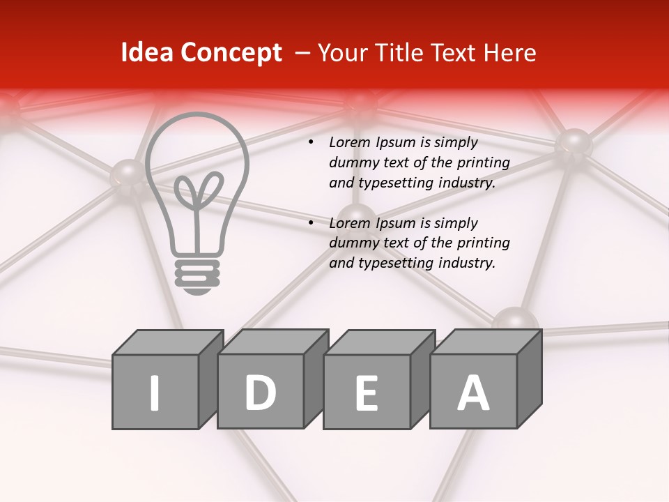 A Red Button On A White Background With Lines And Dots PowerPoint Template