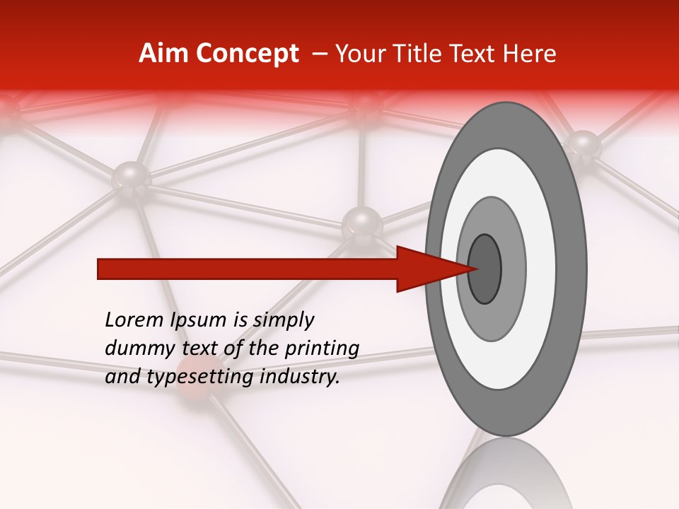 A Red Button On A White Background With Lines And Dots PowerPoint Template