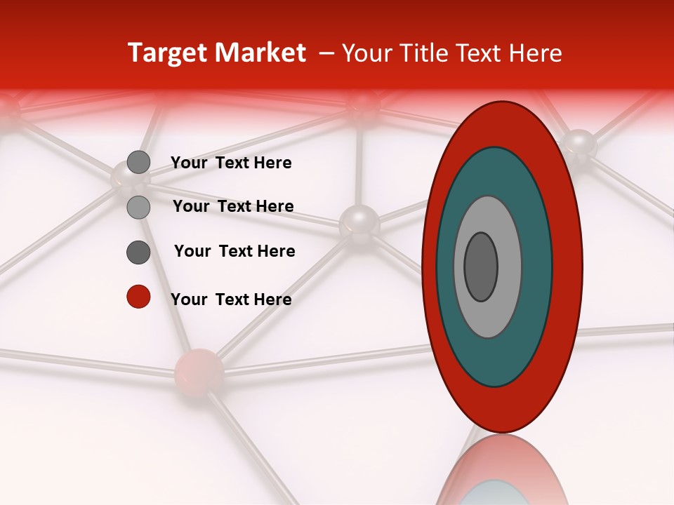A Red Button On A White Background With Lines And Dots PowerPoint Template