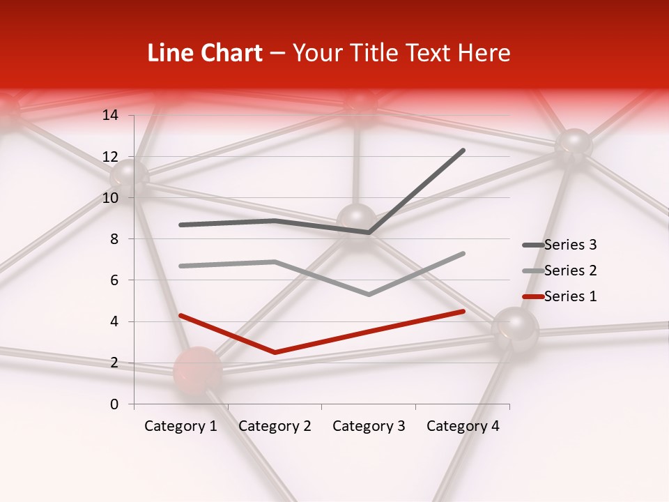 A Red Button On A White Background With Lines And Dots PowerPoint Template