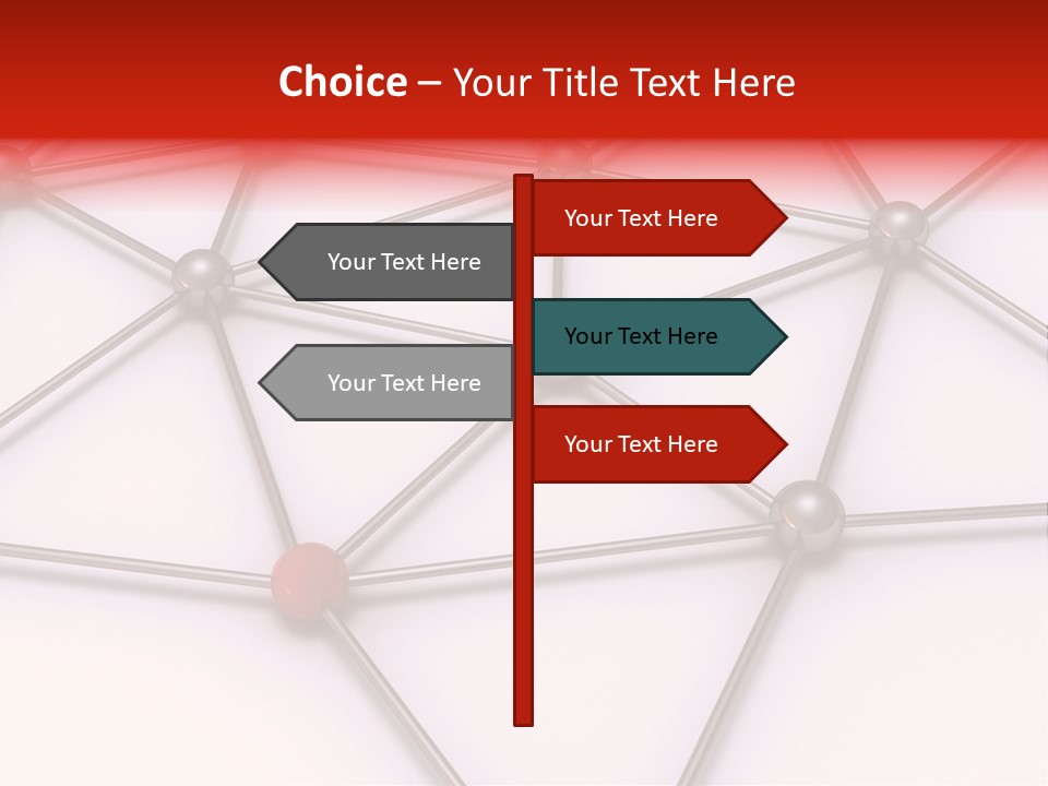 A Red Button On A White Background With Lines And Dots PowerPoint Template