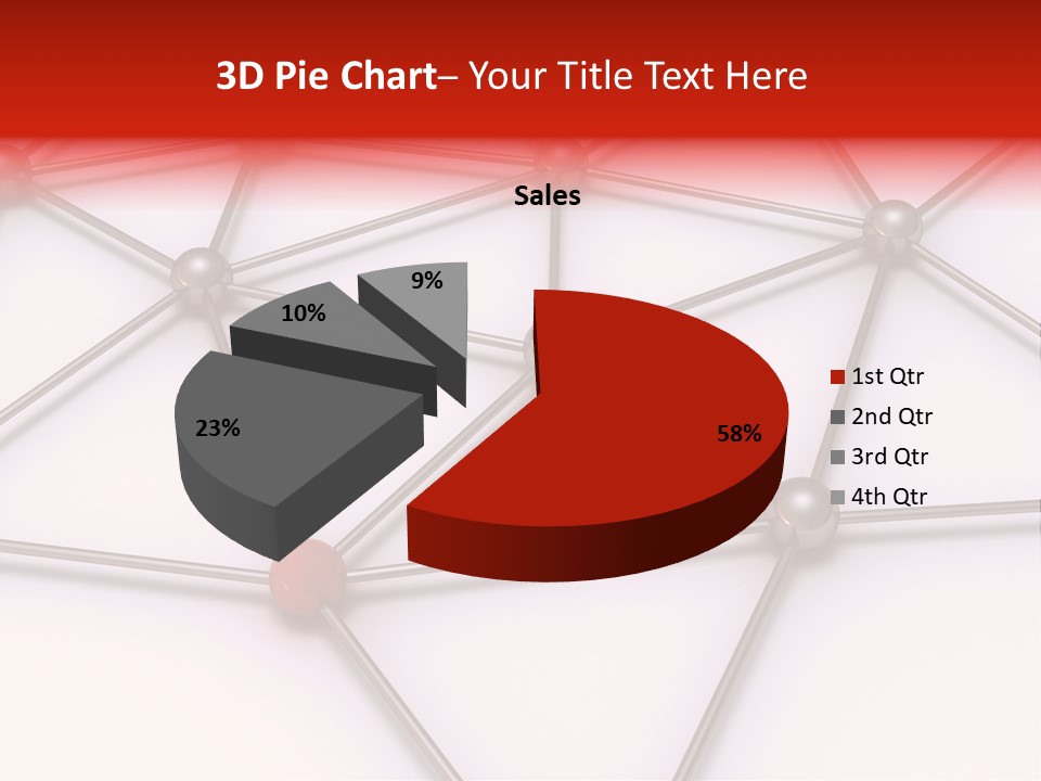 A Red Button On A White Background With Lines And Dots PowerPoint Template