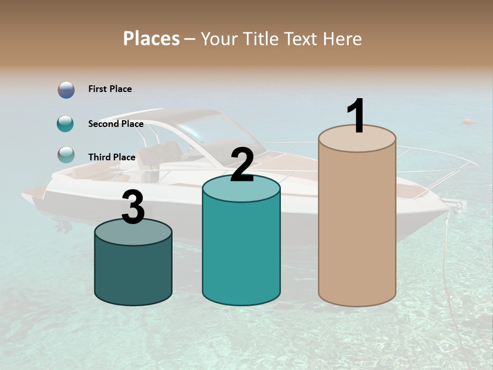 A Boat Floating In Clear Blue Water Near Shore PowerPoint Template