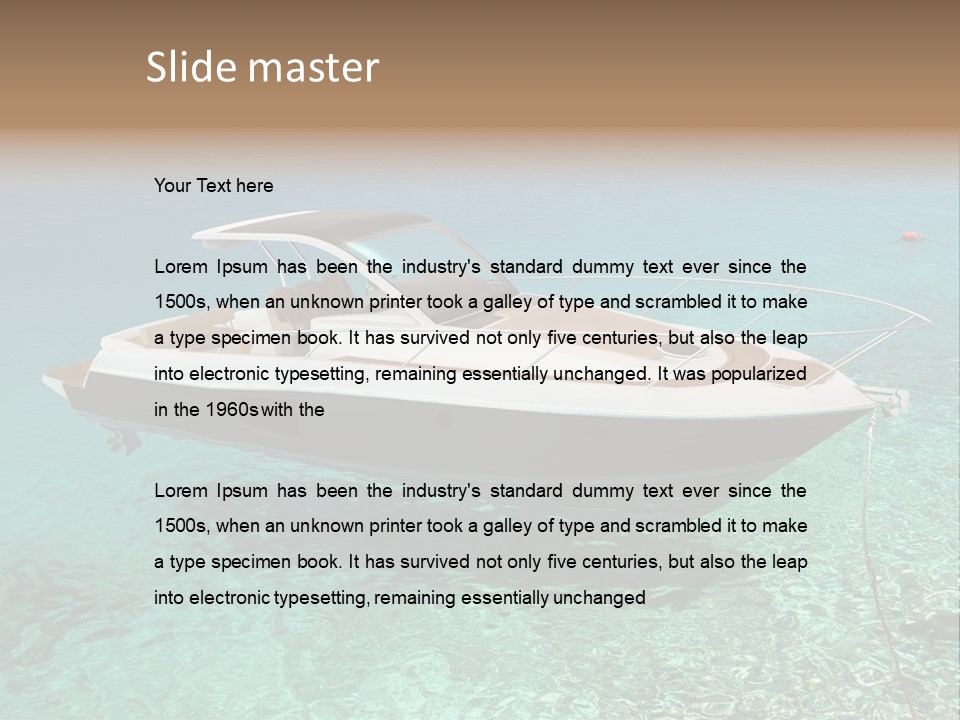 A Boat Floating In Clear Blue Water Near Shore PowerPoint Template