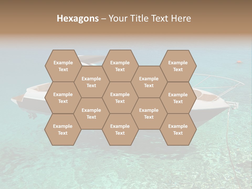 A Boat Floating In Clear Blue Water Near Shore PowerPoint Template