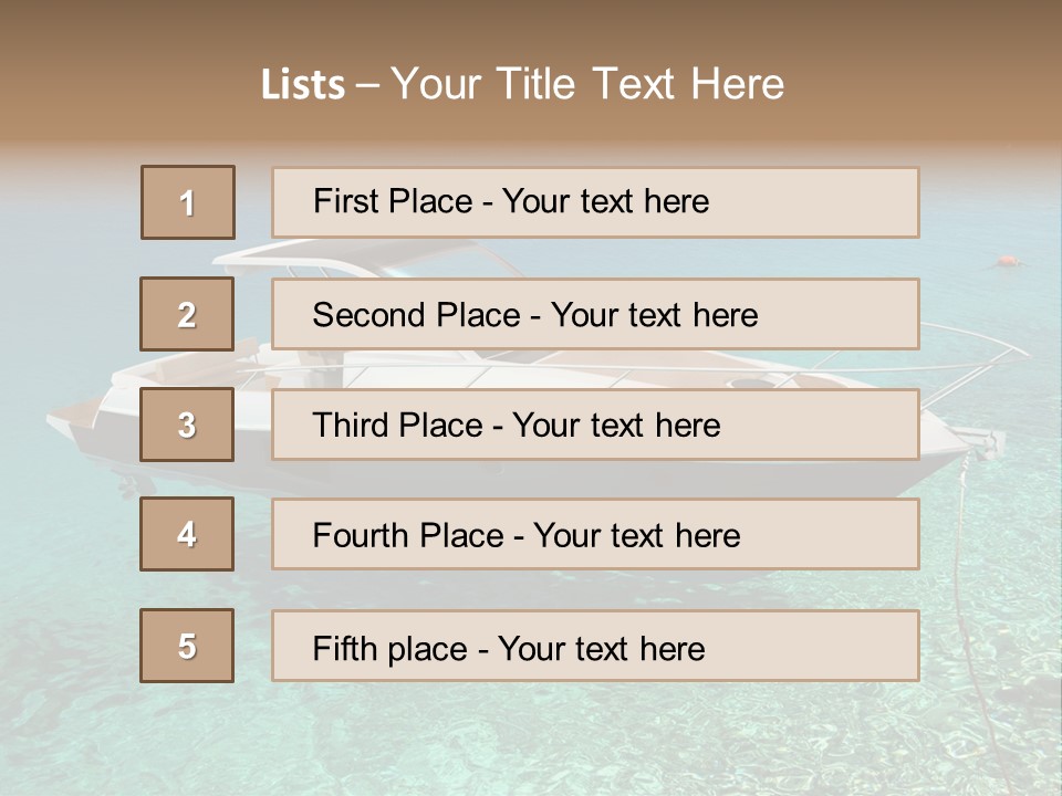 A Boat Floating In Clear Blue Water Near Shore PowerPoint Template
