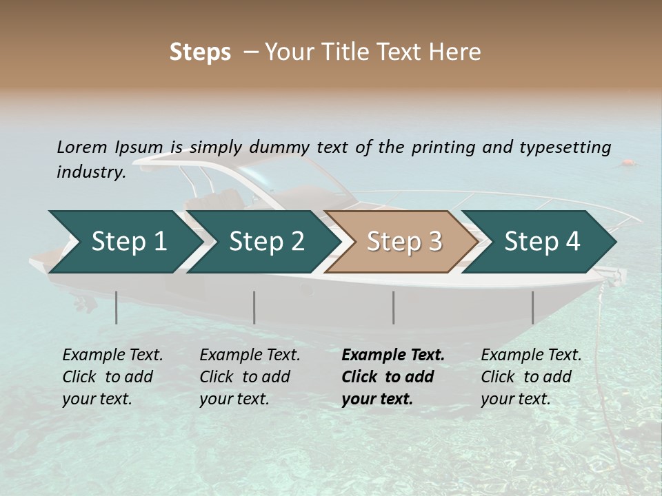 A Boat Floating In Clear Blue Water Near Shore PowerPoint Template