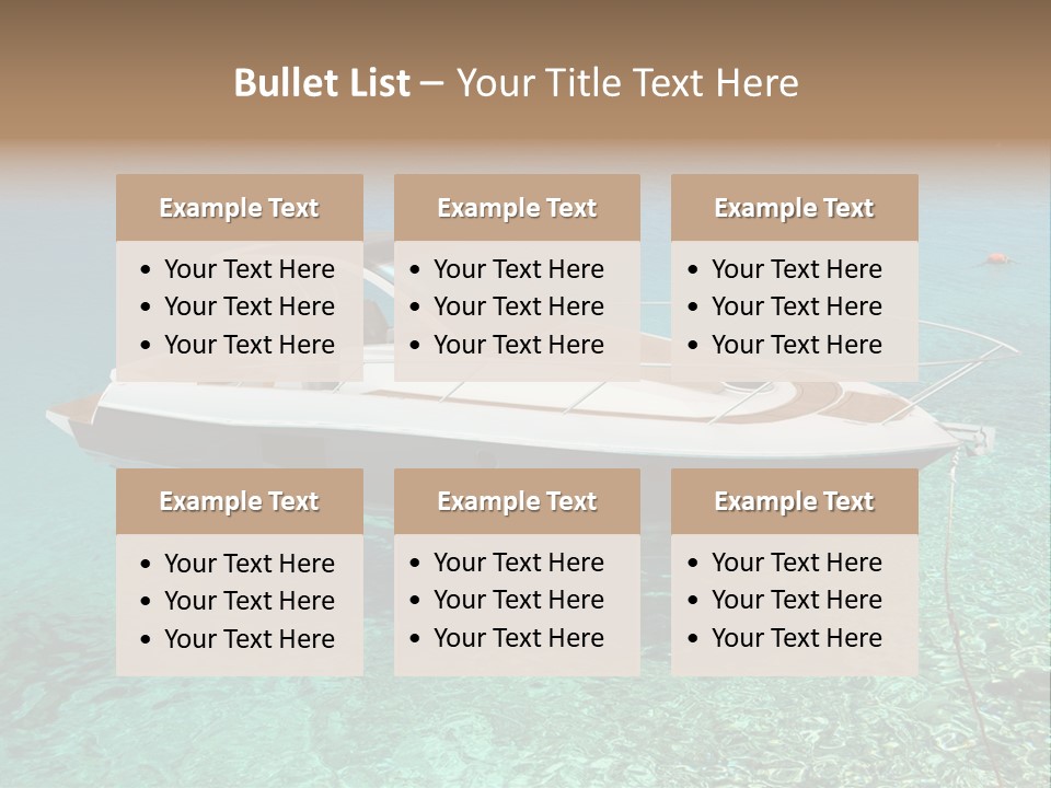 A Boat Floating In Clear Blue Water Near Shore PowerPoint Template