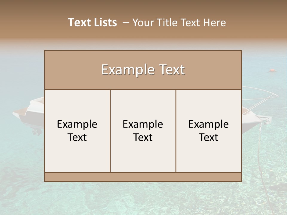 A Boat Floating In Clear Blue Water Near Shore PowerPoint Template