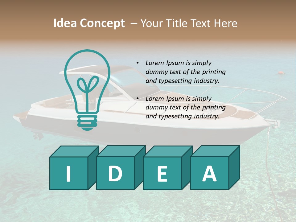 A Boat Floating In Clear Blue Water Near Shore PowerPoint Template