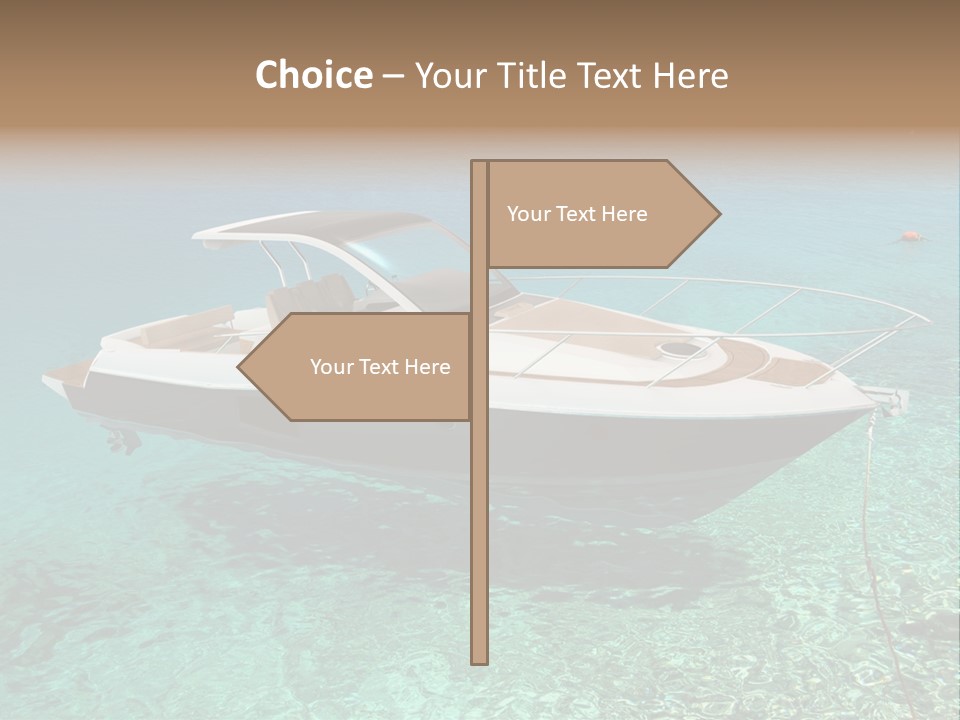 A Boat Floating In Clear Blue Water Near Shore PowerPoint Template