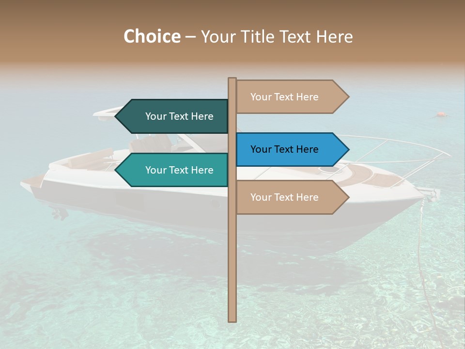 A Boat Floating In Clear Blue Water Near Shore PowerPoint Template