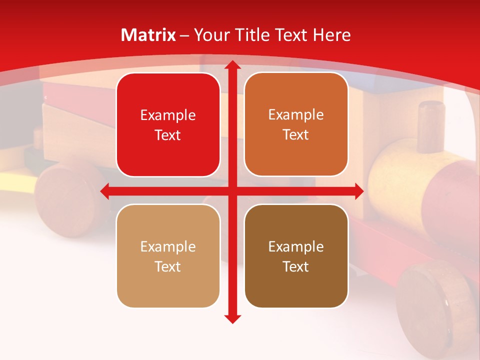 A Wooden Toy Train On A Red And White Background PowerPoint Template