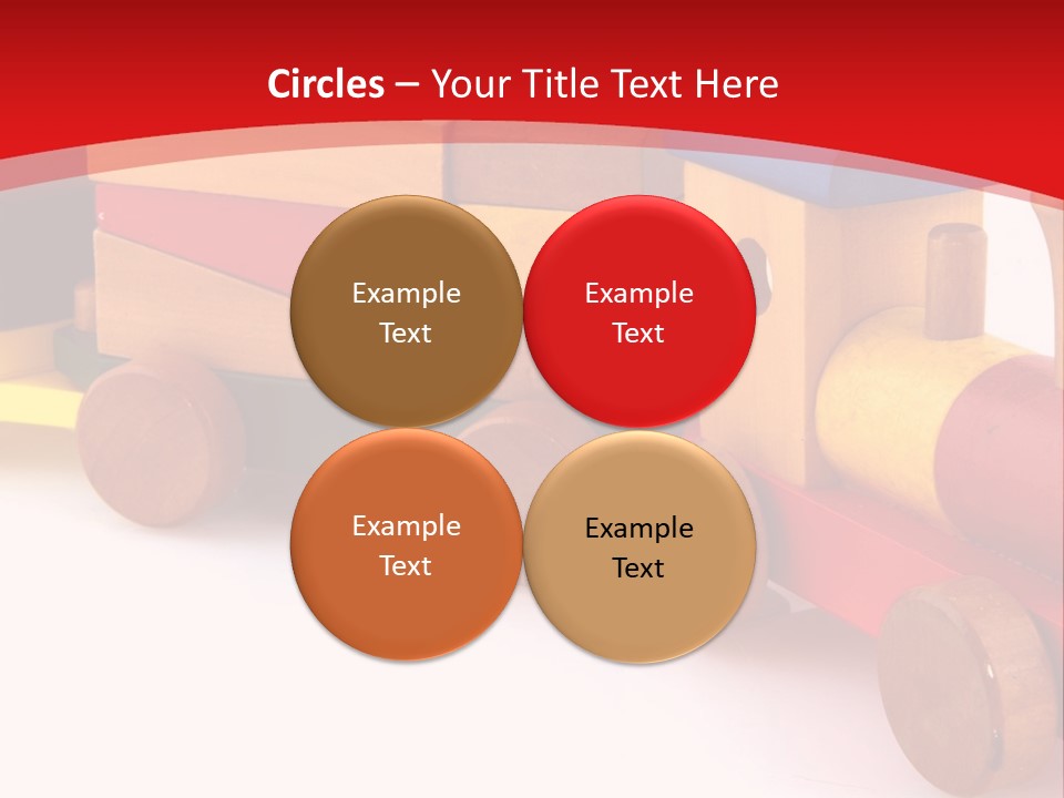 A Wooden Toy Train On A Red And White Background PowerPoint Template