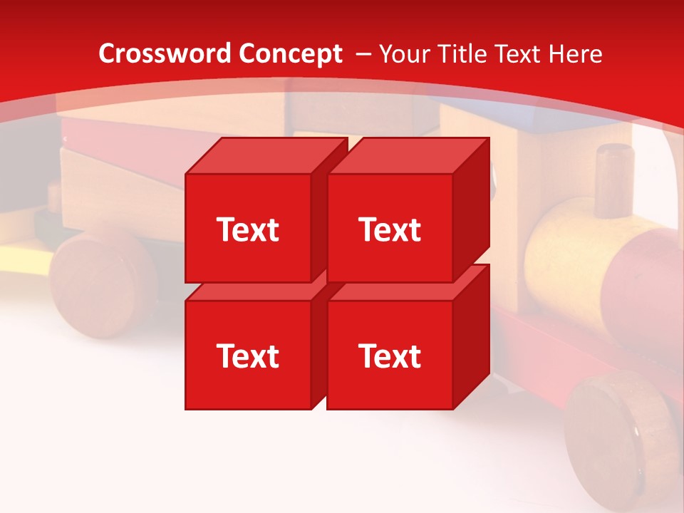 A Wooden Toy Train On A Red And White Background PowerPoint Template