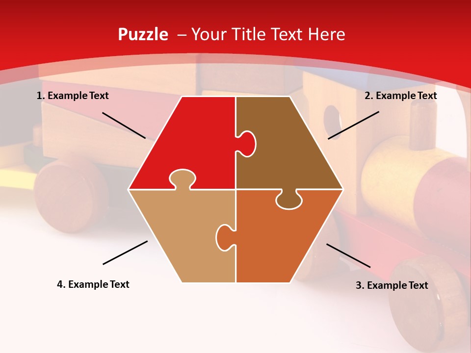 A Wooden Toy Train On A Red And White Background PowerPoint Template