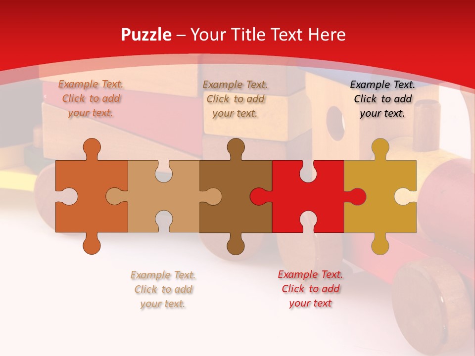 A Wooden Toy Train On A Red And White Background PowerPoint Template