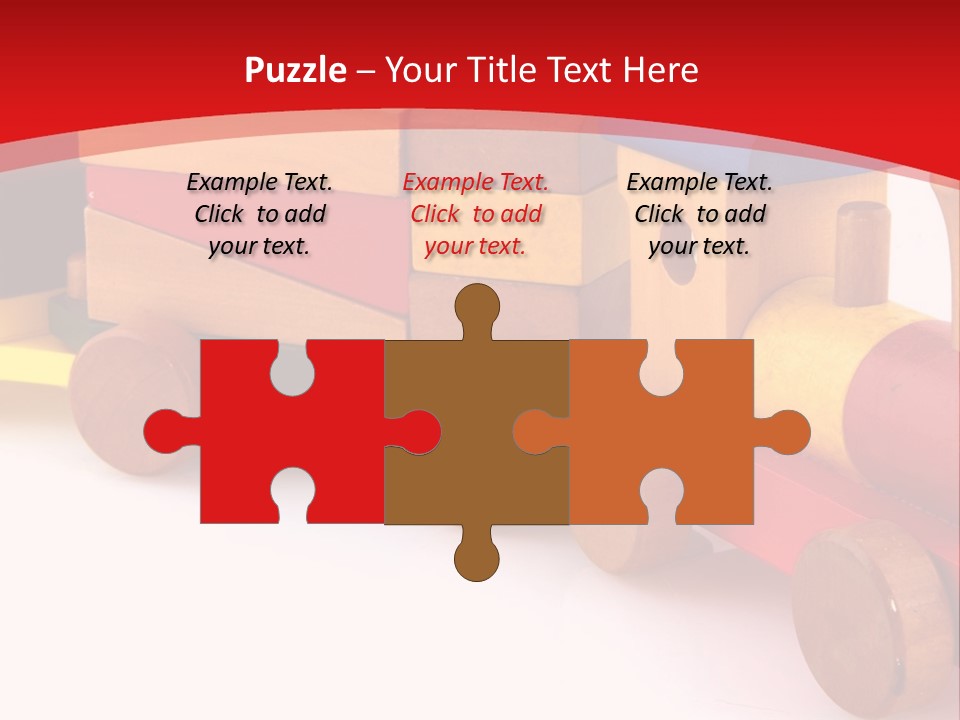 A Wooden Toy Train On A Red And White Background PowerPoint Template