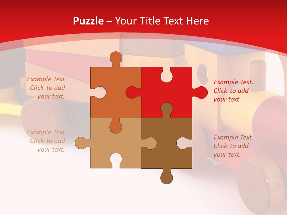 A Wooden Toy Train On A Red And White Background PowerPoint Template