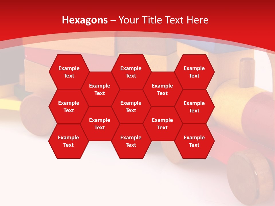 A Wooden Toy Train On A Red And White Background PowerPoint Template