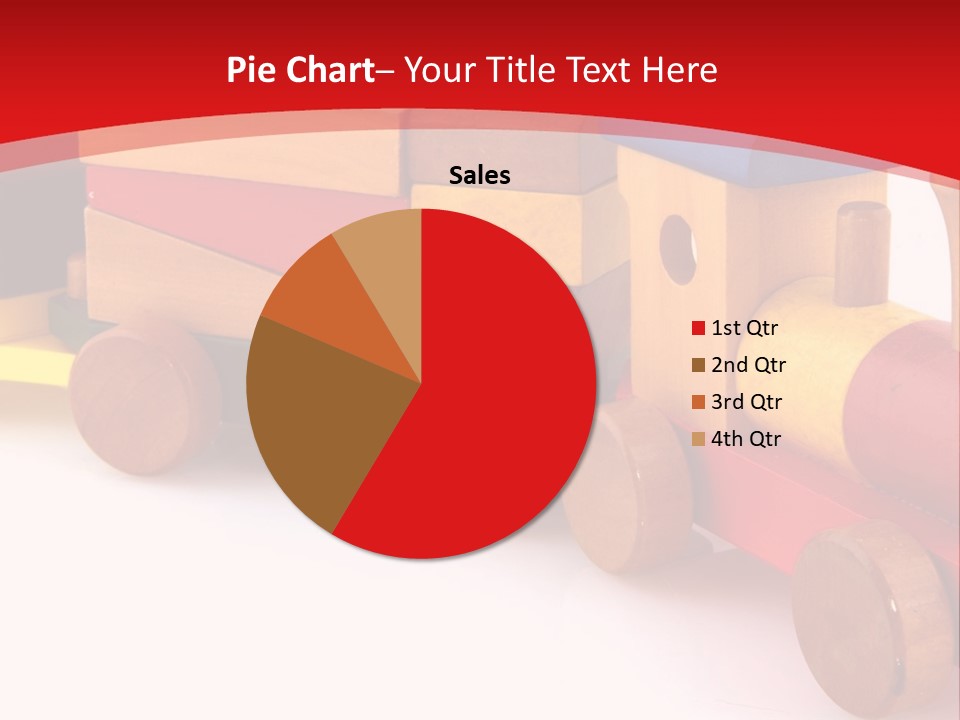 A Wooden Toy Train On A Red And White Background PowerPoint Template