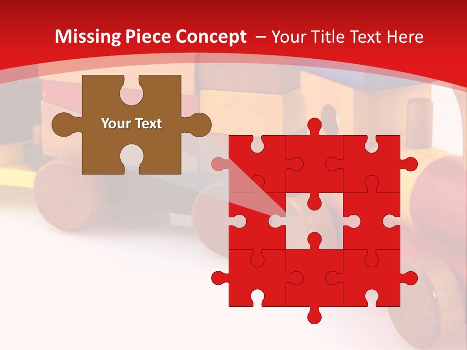 A Wooden Toy Train On A Red And White Background PowerPoint Template
