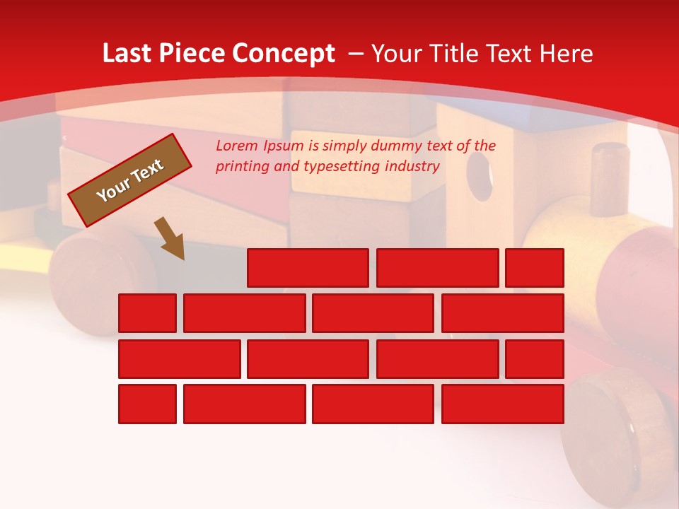 A Wooden Toy Train On A Red And White Background PowerPoint Template