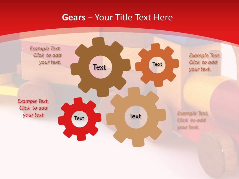 A Wooden Toy Train On A Red And White Background PowerPoint Template