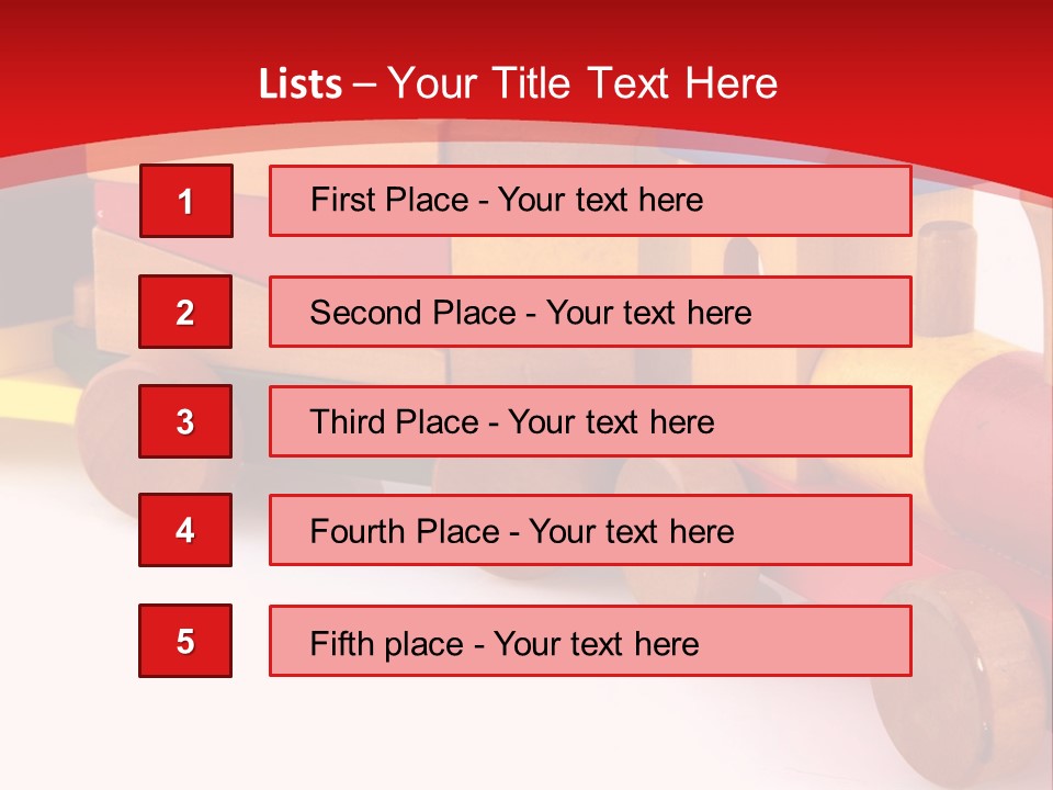 A Wooden Toy Train On A Red And White Background PowerPoint Template