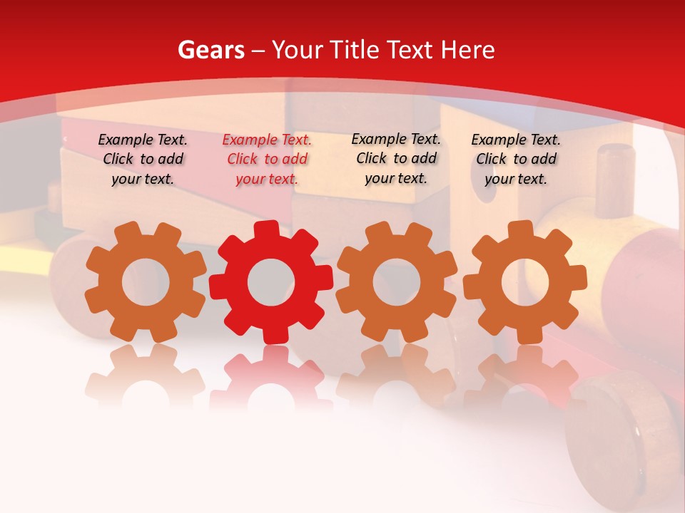 A Wooden Toy Train On A Red And White Background PowerPoint Template