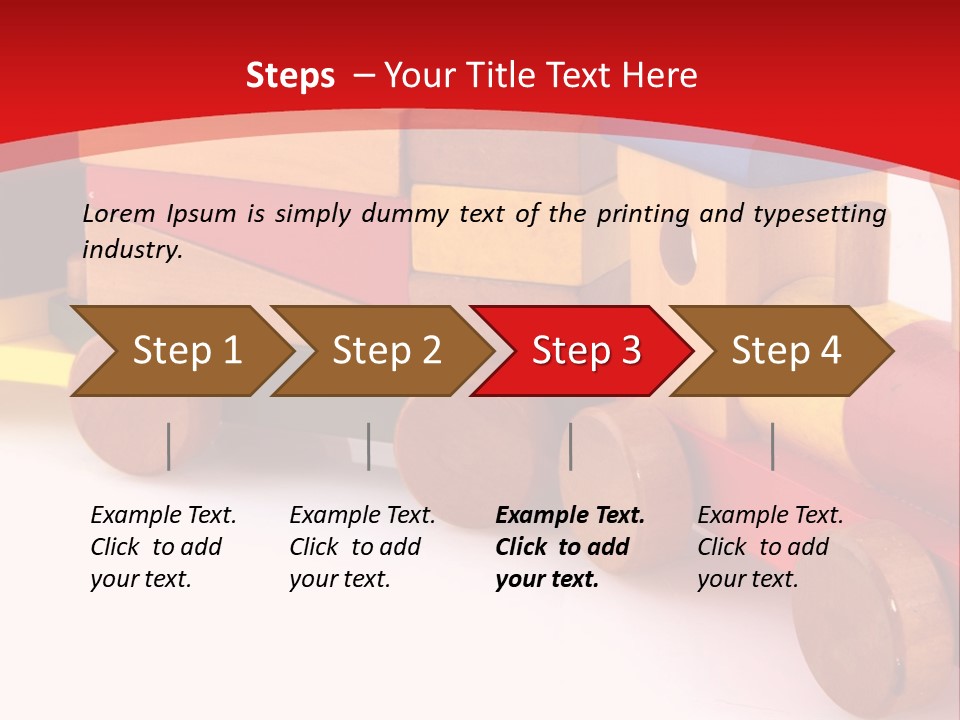 A Wooden Toy Train On A Red And White Background PowerPoint Template