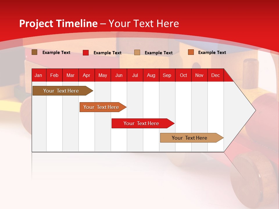 A Wooden Toy Train On A Red And White Background PowerPoint Template