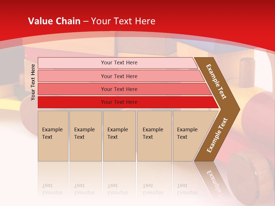A Wooden Toy Train On A Red And White Background PowerPoint Template