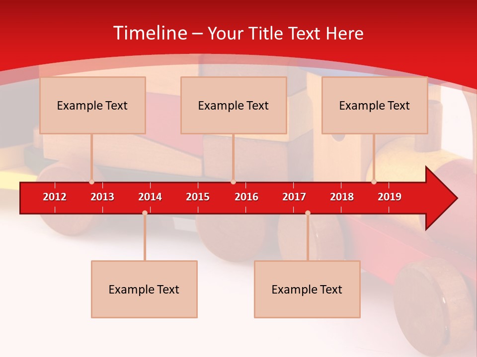 A Wooden Toy Train On A Red And White Background PowerPoint Template