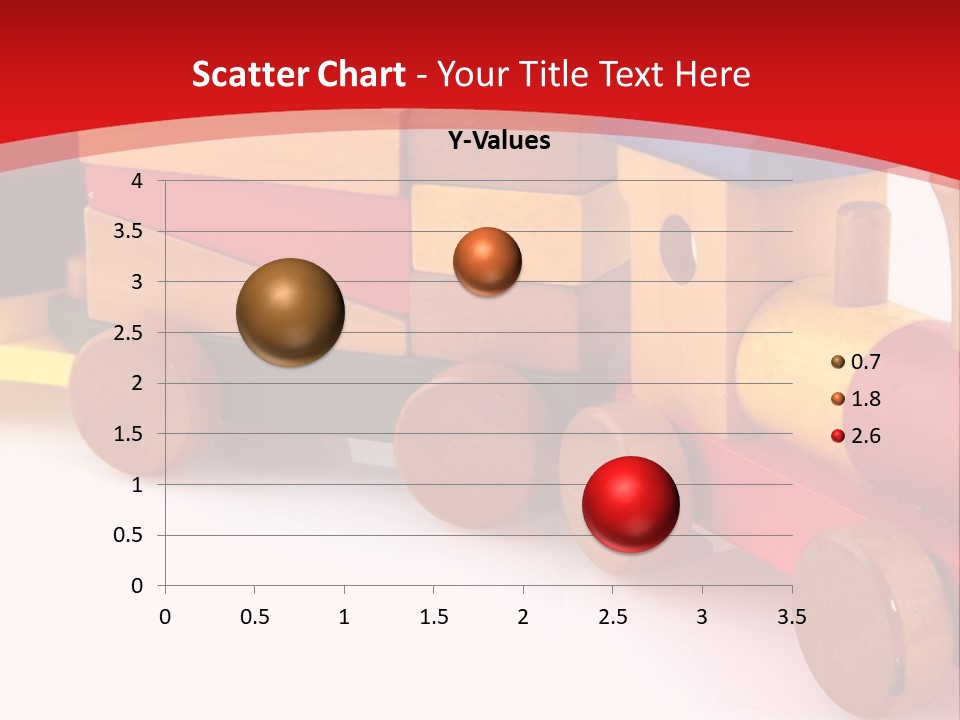 A Wooden Toy Train On A Red And White Background PowerPoint Template