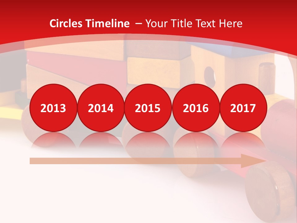 A Wooden Toy Train On A Red And White Background PowerPoint Template